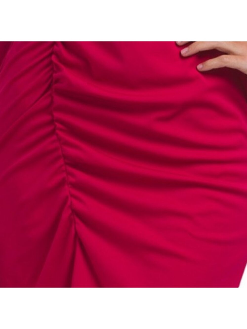 DONNA MORGAN Fitted Midi Dress With Curved Ruching - Picture 5 of 6